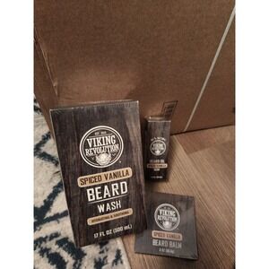 Lot Of 3 Viking Revolution  Spiced Vanilla Beard Wash, Oil and Beard balm New